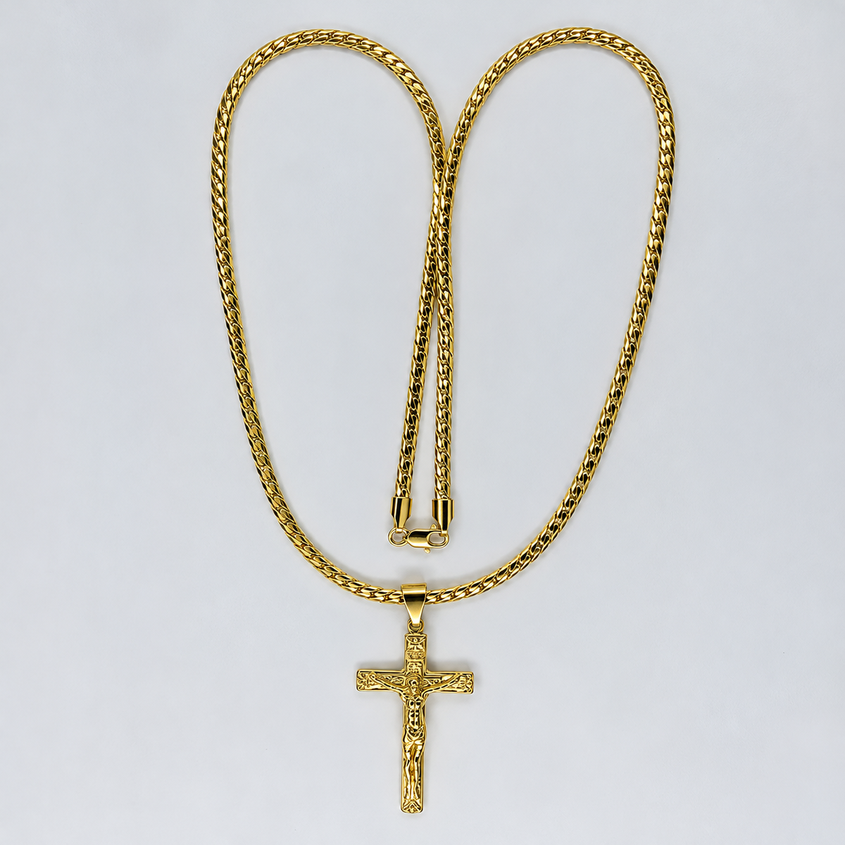Cadena Serpiente + Dije Cristo - Hombre