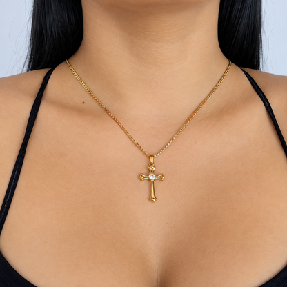 Cadena Cartier + Dije Cruz Piedra - Mujer