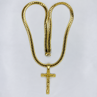 Cadena grabada + Dije cristo - Hombre