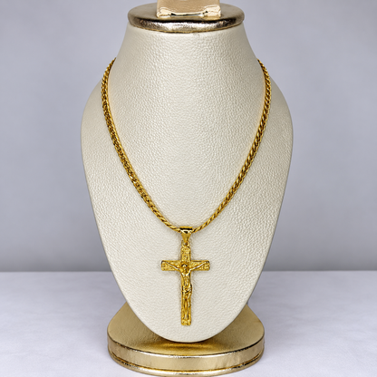 Cadena grabada + Dije cristo - Hombre