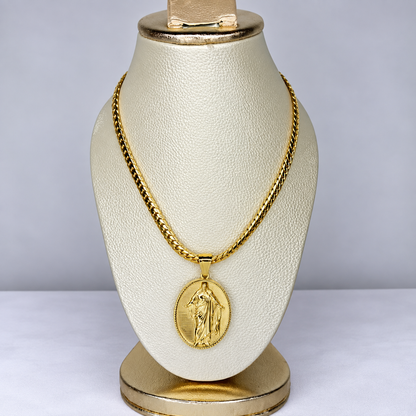 Cadena Grabada + Dije virgen Guadalupe - Hombre