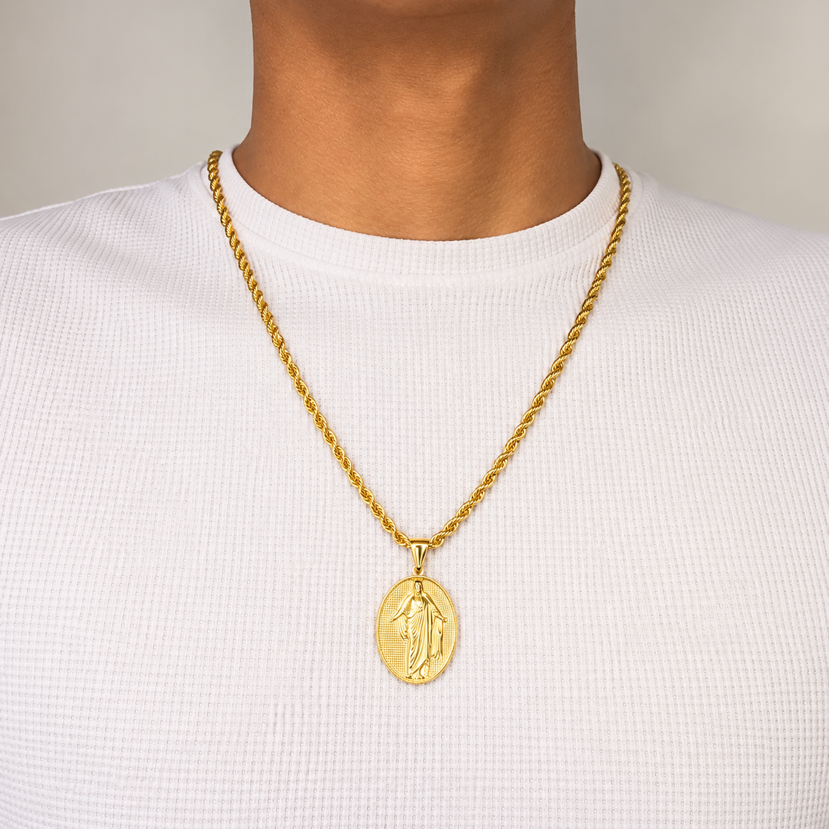 Cadena Lazo + Dije Virgen Guadalupe - Hombre
