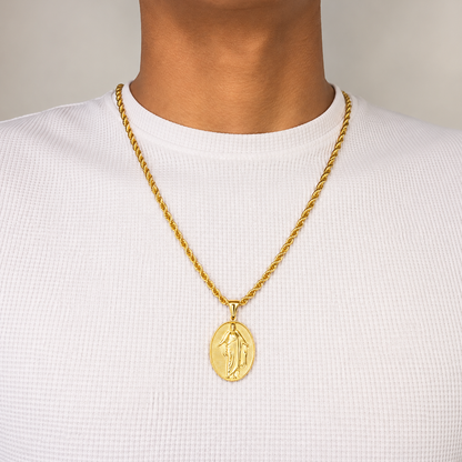 Cadena Lazo + Dije Virgen Guadalupe - Hombre