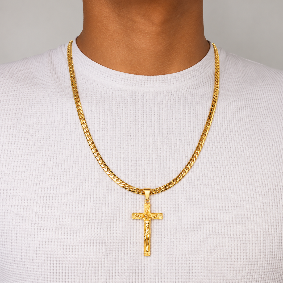 Cadena Serpiente + Dije Cristo - Hombre