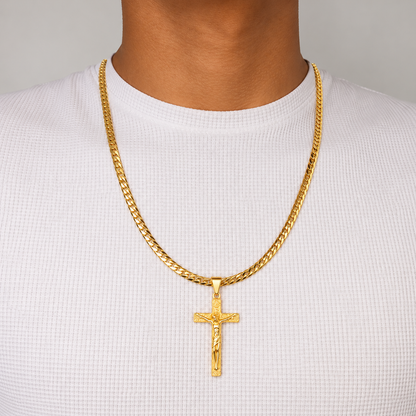 Cadena Serpiente + Dije Cristo - Hombre