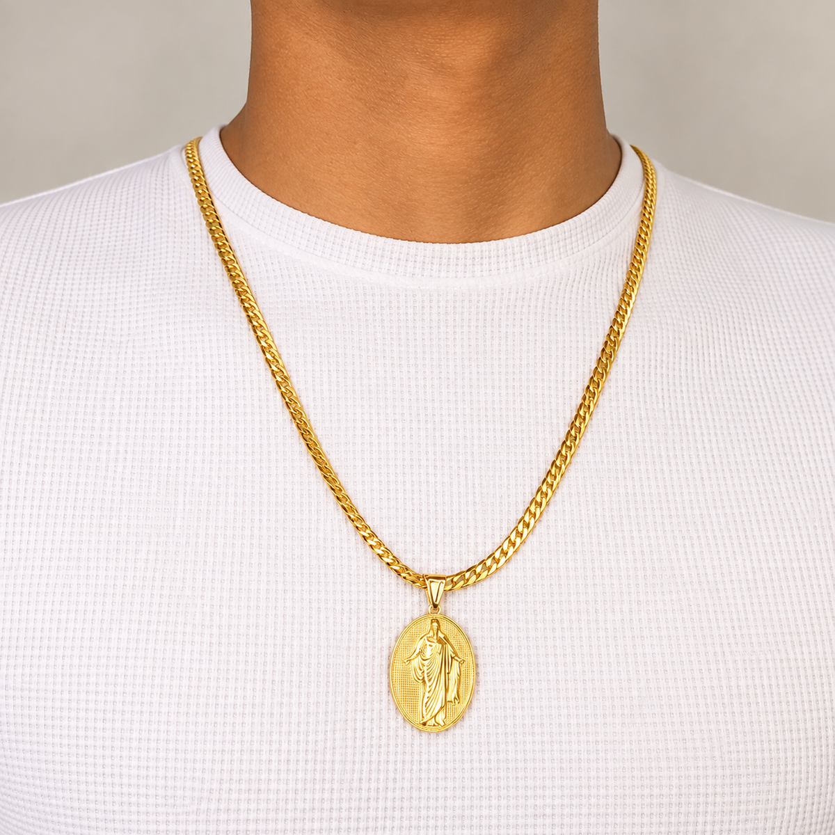 Cadena Serpiente + Dije Virgen Guadalupe - Hombre