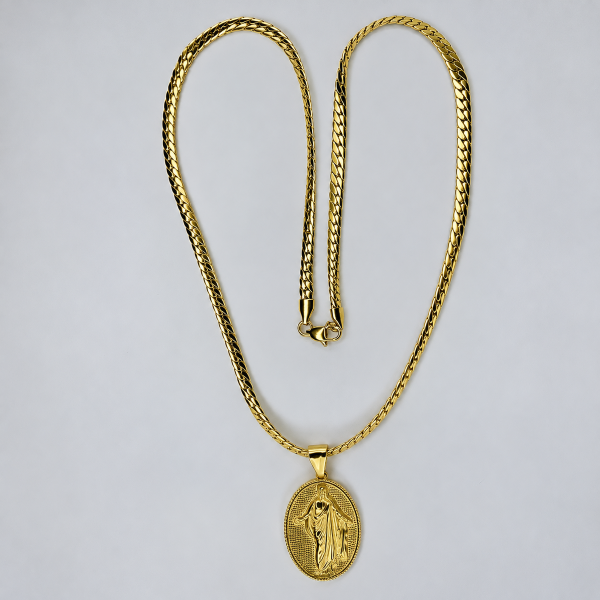 Cadena Serpiente + Dije Virgen Guadalupe - Hombre