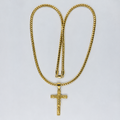 Cadena Serpiente + Dije Cristo - Hombre